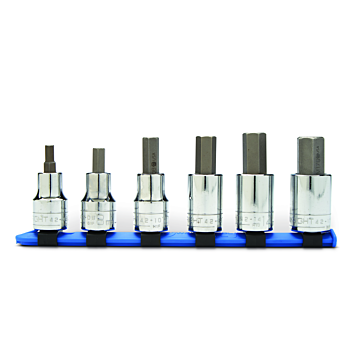1/2" Drive 6 Piece Set - Hex Bit Sockets w/Standard Metric Bit, 6mm - 17mm