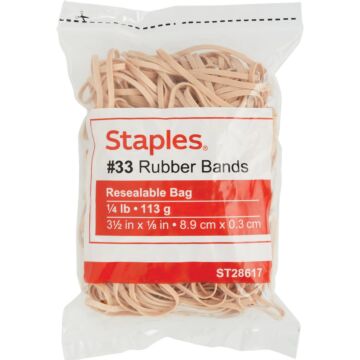 Staples #33 1/4 Lb. Economy Rubber Band Resealable Bag (175-Pack)