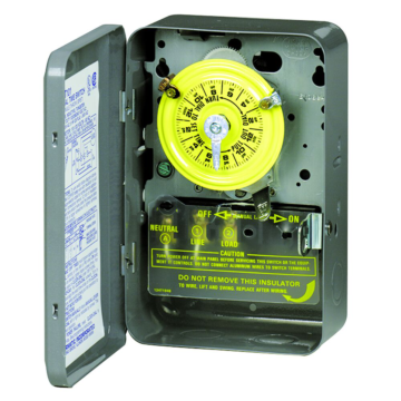 24-Hour Mechanical Time Switch, 120 VAC, 60Hz, SPST, Indoor Metal Enclosure, 1 Hour Interval