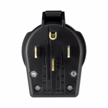 Eaton Arrow Hart heavy-duty universal nema power plug ,#10-4 AWG,30A/50A,Commercial|range & dryer,125/250V,Back wire,Black,Brass,Durable thermoplastic,14-30P,14-50P,Three-pole,four-wire,grounding,Screw,1.13",Thermoplastic,Retail Box