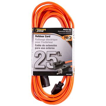 U S Wire 16/3 25' SJTW EXTENSION CORD ORANGE