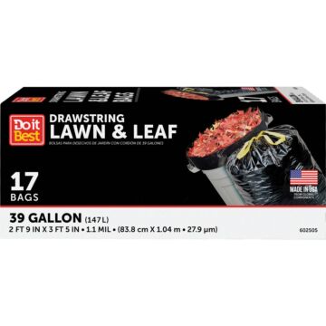 Do it Best Drawstring Lawn & Leaf Bag (Black - 17pk) 39 gal
