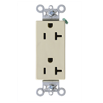 Pass & Seymour 20A 125V Heavy Duty Spec-Grade Decorator Duplex Receptacle, Back and Side Wire, Ivory