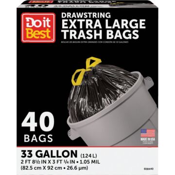 Do It Best XL Trash Bag (Black - 40pk) 33 gal