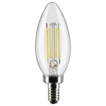 Satco 5.5 Watt B11 LED Filament - Clear - Candelabra Base - 2700K - 500 Lumens - 120 Volt - 2-Pack