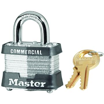 Master Lock 3KA 0356 Padlock, Keyed Alike Key, Open Shackle, 9/32 in Dia Shackle, 3/4 in H Shackle, Steel Shackle