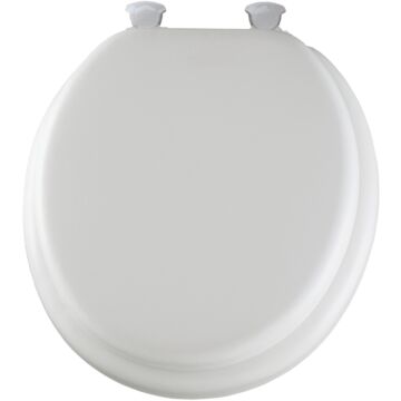 Mayfair 15EC-000 Toilet Seat, Round, Foam/Vinyl/Wood, White, Twist Hinge
