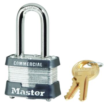 Master Lock 3KALF3210 Padlock, Keyed Alike Key, Open Shackle, 9/32 in Dia Shackle, 1-1/2 in H Shackle, Steel Shackle