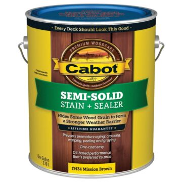 Cabot 140.0017434.007 Deck and Siding Stain, Mission Brown, Liquid, 1 gal