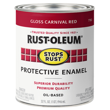 Stops Rust® Spray Paint and Rust Prevention - Protective Enamel Brush-On Paint - Quart Gloss - Gloss Carnival Red