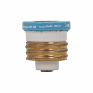 Edison Eaton Bussmann series Type T plug fuse, plug fuse, time delay, heavy duty, 5 A, 125 Vac, 10 kAIC (RMS Symmetrical) interrupt rating, 10 kA short circuit rating, threaded mount, duel element, plastic body, brass thread, edison base