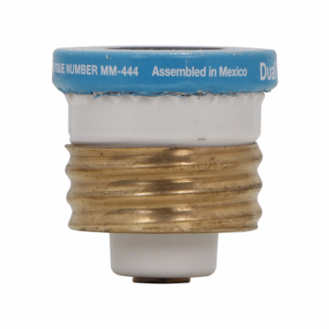 Edison Eaton Bussmann series Type T plug fuse, plug fuse, time delay, heavy duty, 8 A, 125 Vac, 10 kAIC (RMS Symmetrical) interrupt rating, 10 kA short circuit rating, threaded mount, duel element, plastic body, brass thread, edison base
