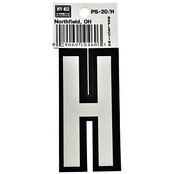 HY-KO Hy-Ko PS-20/H Reflective Letter, Character: H, 3-1/4 in H Character, Black/White Character, Vinyl