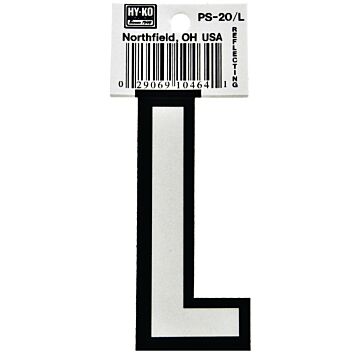 HY-KO Hy-Ko PS-20/L Reflective Letter, Character: L, 3-1/4 in H Character, Black/White Character, Vinyl