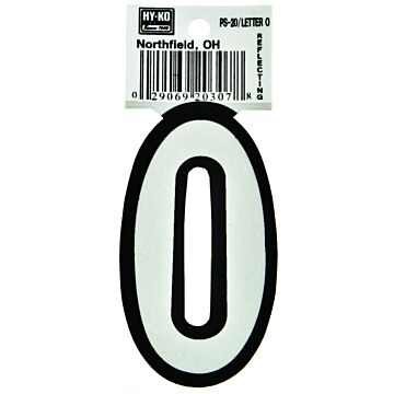 HY-KO PS-20/O Reflective Letter, Character: O, 3-1/4 in H Character, Black/White Character, Vinyl