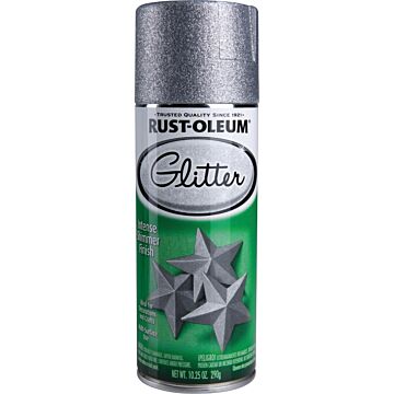 Rust-Oleum 301814 Glitter Paint, Flat/Matte, Silver, 10.25 oz, Aerosol Can