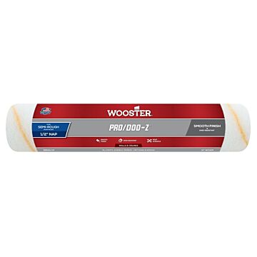 WOOSTER RR643-14 Paint Roller Cover, 1/2 in Thick Nap, 14 in L, Fabric Cover, White