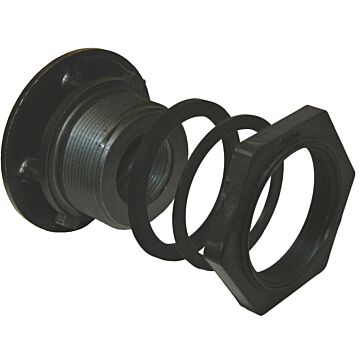 Norwesco 1-1/4" Anti-Vortex Double Threaded Polypropylene Bulkhead Tank Fitting