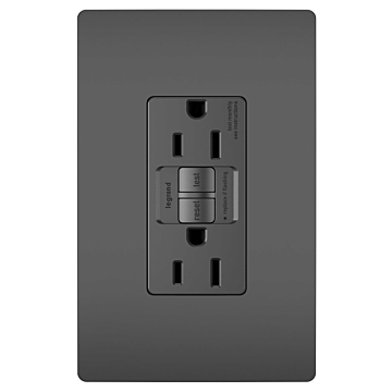 radiant® 15A Duplex Self-Test GFCI Receptacles with SafeLock® Protection, Black CC