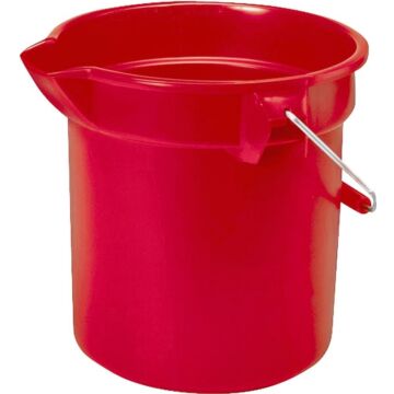 Brute FG296300RED Bucket, 10 qt Capacity, 10-1/2 in Dia, Plastic, Red