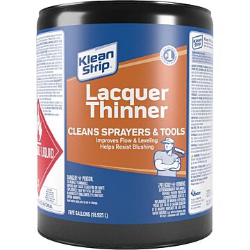 Klean Strip CML170 Lacquer Thinner, Liquid, Free, Clear, Water White, 5 gal, Can