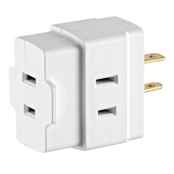 Indoor 15 Amp, 125 Volt, 2-Pole, 2-Wire, Non-Grounding, Vinyl Cube Tap - White