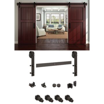 National Oil Rubbed Bronze Steel Up to 200 Lb. Barn Door Track Hardware Kit