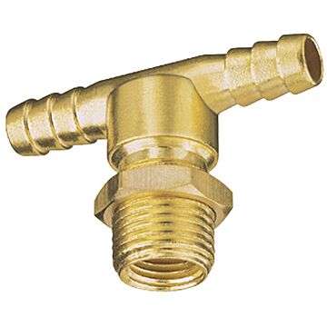 Valley Industries 3/8" Hose Barb x 11/16" Threaded Nozzle Body Tee, Brass