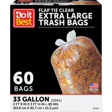 Do It Best XL Trash Bag (Clear - 60pk) 33 gal