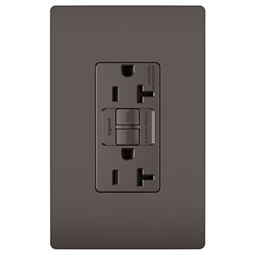 radiant® Tamper-Resistant 20A Duplex Self-Test GFCI Receptacle with SafeLock® Protection, Brown CC