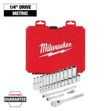 Milwaukee 1/4" Drive 28pc Ratchet & Socket Set - Metric