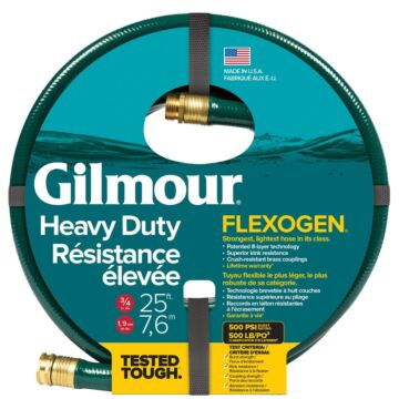 Gilmour 834251-1001 Flexogen Garden Hose, 3/4 in, 25 ft L, Metal/Rubber, Green