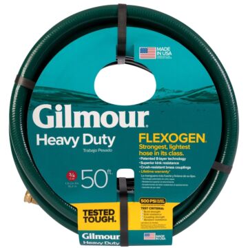 Gilmour 1034050 Garden Hose, 50 ft L, Rubber, Green