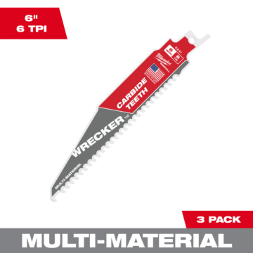 Milwaukee 6" 6 TPI WRECKER™ with Carbide Teeth SAWZALL® Blade for Multi-Material (3 PK)
