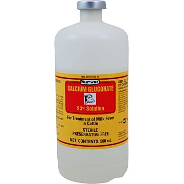 Durvet 500 mL Bottle Container Type Liquid Form Calcium Gluconate 23% Injection