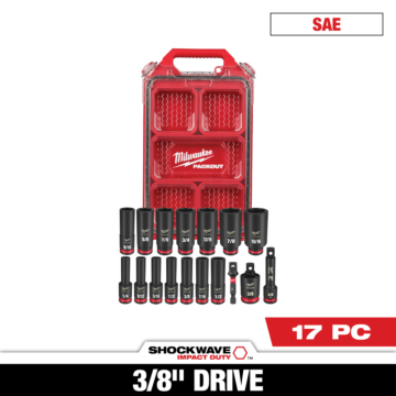 Milwaukee 17PC SHOCKWAVE™ Impact Duty Socket 3/8” Drive SAE Set with PACKOUT™