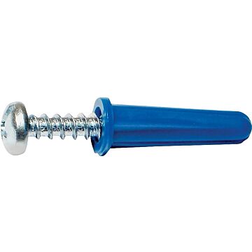 MIDWEST FASTENER 10411 Conical Anchor with Screw, #8-10 Thread, 7/8 in L, Plastic