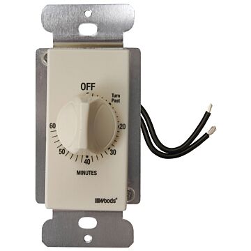 Woods 59718 Countdown Timer, 20 A, 125 V, 2500 W, 60 min Time Setting, Light Almond
