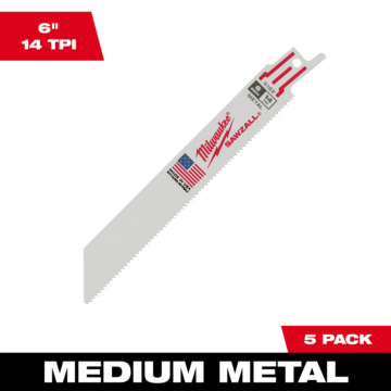 Milwaukee 6" 14 TPI SAWZALL® Blade for Medium Metal (5 PK)