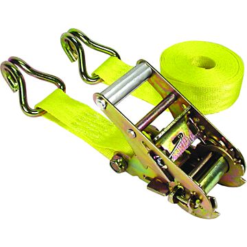 KEEPER 05519 Tie-Down, 1-3/4 in W, 15 ft L, Polyester, Yellow, 1666 lb, J-Hook End Fitting