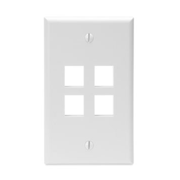 Single-Gang QUICKPORT™ Wallplate, 4-Port, White