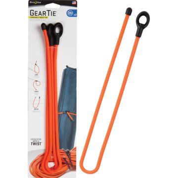 Gear Tie 24 In. Loopable Twist Tie - Bright Orange (2-Pack)