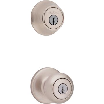 Kwikset Cove Satin Nickel Deadbolt and Door Knob Combo