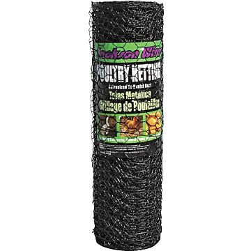 Jackson Wire 12012329 Poultry Netting, 50 ft L, 24 in W, 20 ga Gauge, Hexagonal Mesh, 1 in Mesh, Vinyl-Coated