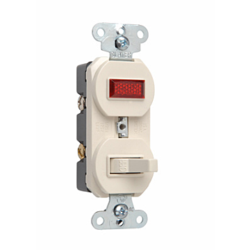 Pass & Seymour Single-Pole Combination Switch and Pilot Light, Light Almond