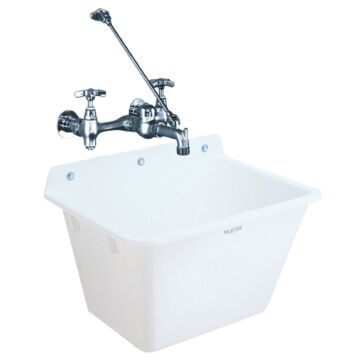 Mustee 12 Gallon 17 In. x 22 In. Wall Mount Utility Tub ( Faucet Not Included)