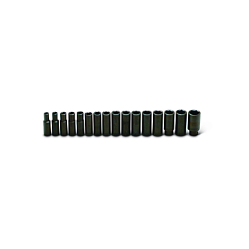 1/2" Drive 16 Piece Set - 6 Point Deep Metric Impact Sockets, 10mm - 27mm