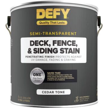 Defy Semi-Transparent Deck Fence & Siding Stain, Cedar Tone, 1 Gal.