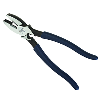 9-1/2" Linesman Plier w/New England nose, crimping die & fish tape - Dipped Grip