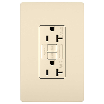 Pass & Seymour radiant® Tamper-Resistant Weather-Resistant 20A Duplex Self-Test GFCI Receptacles with SafeLock® Protection, Light Almond
